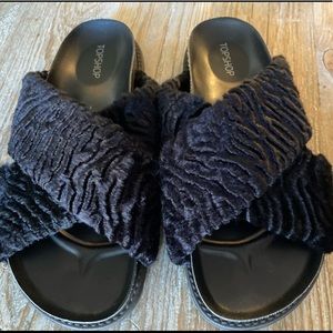 Top Shop Harissa Textured Faux Fur Slide Sandal